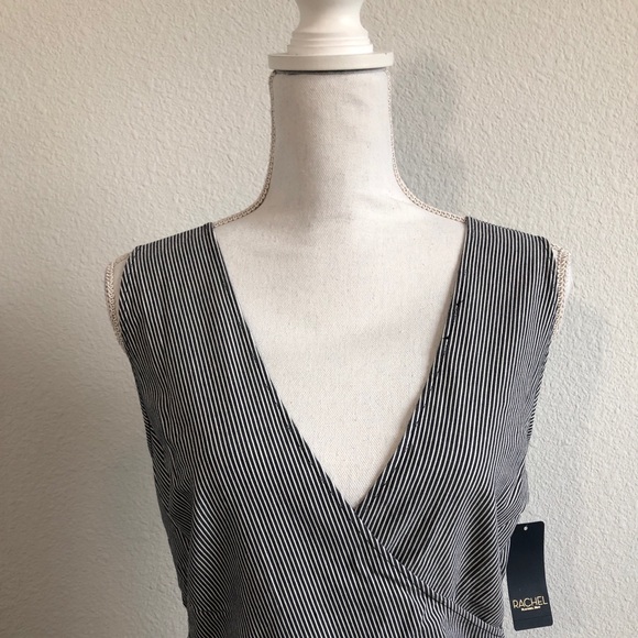 NEW! RACHEL ROY navy pinstripe v-neck ruffle dress - Picture 10 of 13